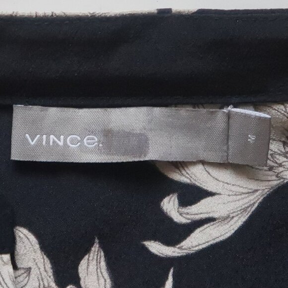 Vince 100% Silk Floral Sleeveless Black Cream Jumpsuit Midi Size M - Picture 10 of 16